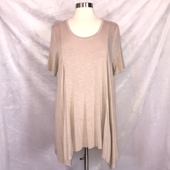LOGO by Lori Goldstein Slub Knit Asymmetrical Top